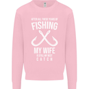 Wife Best Catch Funny Fishing Fisherman Mens Sweatshirt Jumper Light Pink