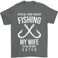 Wife Best Catch Funny Fishing Fisherman Mens T-Shirt Cotton Gildan Charcoal