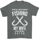Wife Best Catch Funny Fishing Fisherman Mens T-Shirt Cotton Gildan Charcoal