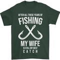 Wife Best Catch Funny Fishing Fisherman Mens T-Shirt Cotton Gildan Forest Green