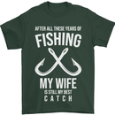 Wife Best Catch Funny Fishing Fisherman Mens T-Shirt Cotton Gildan Forest Green