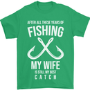 Wife Best Catch Funny Fishing Fisherman Mens T-Shirt Cotton Gildan Irish Green