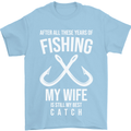 Wife Best Catch Funny Fishing Fisherman Mens T-Shirt Cotton Gildan Light Blue