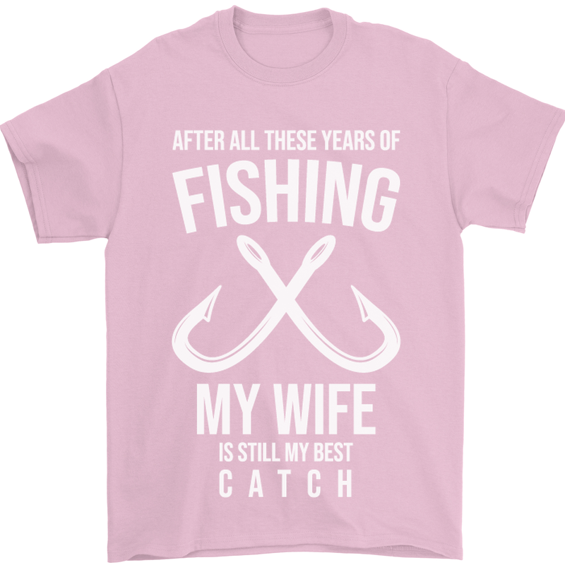 Wife Best Catch Funny Fishing Fisherman Mens T-Shirt Cotton Gildan Light Pink