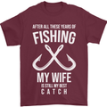 Wife Best Catch Funny Fishing Fisherman Mens T-Shirt Cotton Gildan Maroon