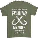 Wife Best Catch Funny Fishing Fisherman Mens T-Shirt Cotton Gildan Military Green