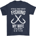 Wife Best Catch Funny Fishing Fisherman Mens T-Shirt Cotton Gildan Navy Blue