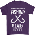 Wife Best Catch Funny Fishing Fisherman Mens T-Shirt Cotton Gildan Purple