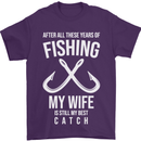 Wife Best Catch Funny Fishing Fisherman Mens T-Shirt Cotton Gildan Purple