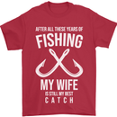 Wife Best Catch Funny Fishing Fisherman Mens T-Shirt Cotton Gildan Red