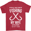 Wife Best Catch Funny Fishing Fisherman Mens T-Shirt Cotton Gildan Red