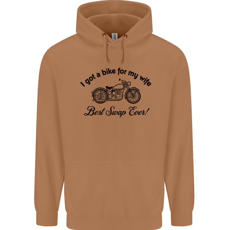Wife Funny Motorbike Biker Motorcycle Mens 80% Cotton Hoodie Caramel Latte
