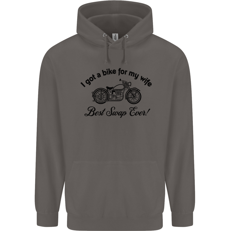 Wife Funny Motorbike Biker Motorcycle Mens 80% Cotton Hoodie Charcoal