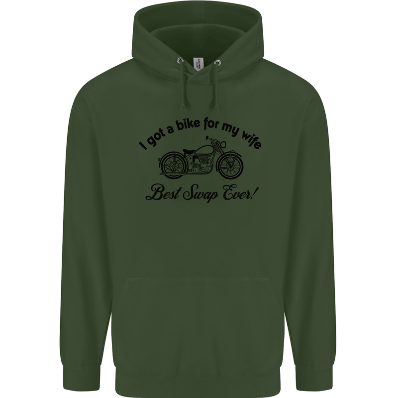 Wife Funny Motorbike Biker Motorcycle Mens 80% Cotton Hoodie Forest Green
