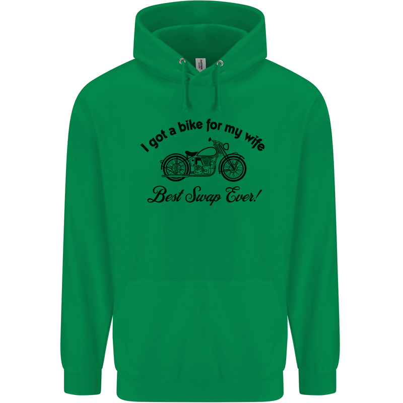 Wife Funny Motorbike Biker Motorcycle Mens 80% Cotton Hoodie Irish Green