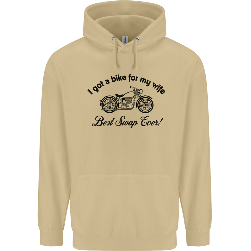 Wife Funny Motorbike Biker Motorcycle Mens 80% Cotton Hoodie Sand