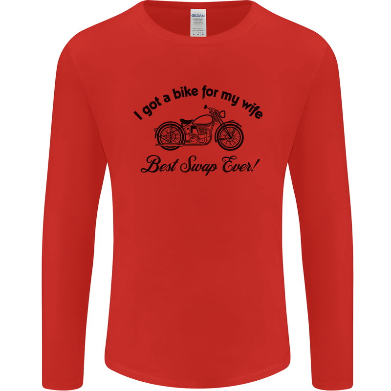 Wife Funny Motorbike Biker Motorcycle Mens Long Sleeve T-Shirt Red