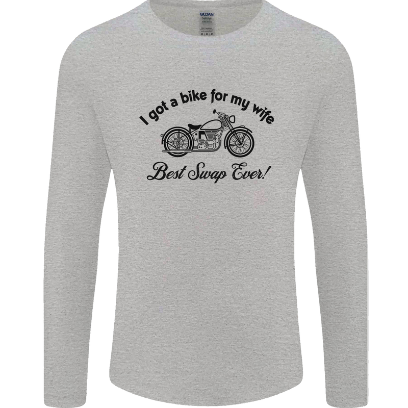 Wife Funny Motorbike Biker Motorcycle Mens Long Sleeve T-Shirt Sports Grey
