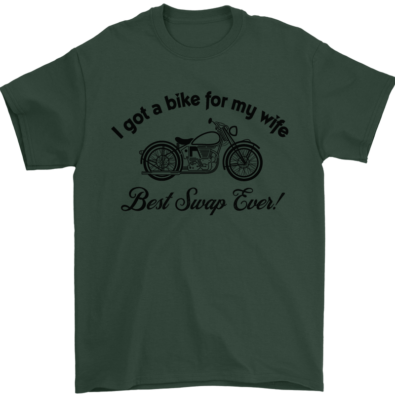 Wife Funny Motorbike Biker Motorcycle Mens T-Shirt Cotton Gildan Forest Green