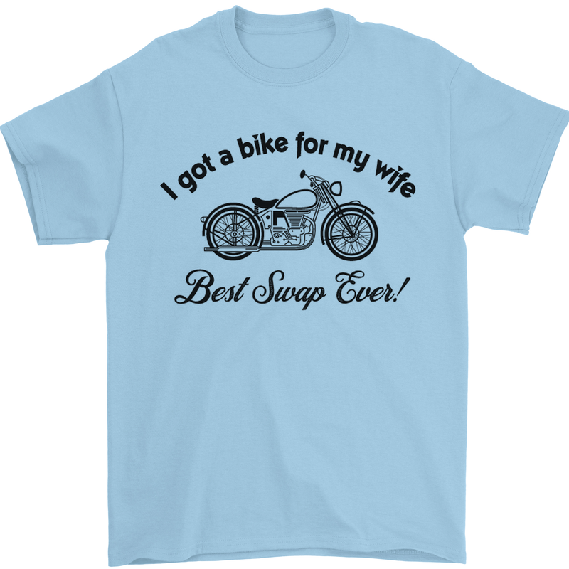 Wife Funny Motorbike Biker Motorcycle Mens T-Shirt Cotton Gildan Light Blue