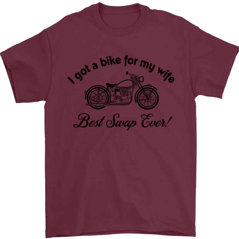 Wife Funny Motorbike Biker Motorcycle Mens T-Shirt Cotton Gildan Maroon