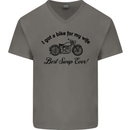 Wife Funny Motorbike Biker Motorcycle Mens V-Neck Cotton T-Shirt Charcoal