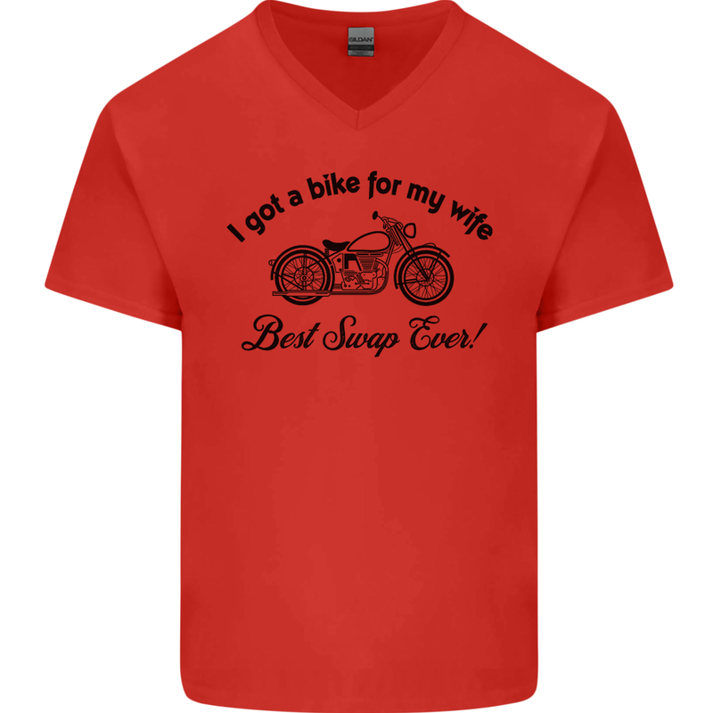 Wife Funny Motorbike Biker Motorcycle Mens V-Neck Cotton T-Shirt Red