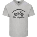 Wife Funny Motorbike Biker Motorcycle Mens V-Neck Cotton T-Shirt Sports Grey