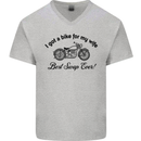 Wife Funny Motorbike Biker Motorcycle Mens V-Neck Cotton T-Shirt Sports Grey