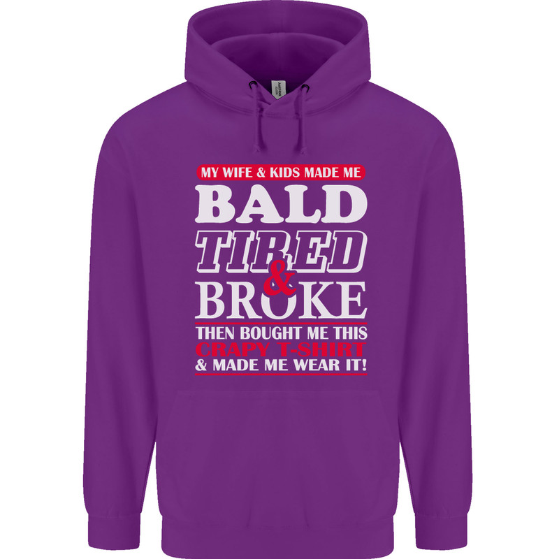 Wife & Kids Bald Tired & Broke Father's Day Mens 80% Cotton Hoodie Purple
