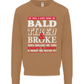 Wife & Kids Bald Tired & Broke Father's Day Mens Sweatshirt Jumper Caramel Latte