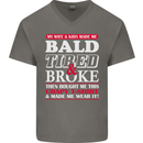Wife & Kids Bald Tired & Broke Father's Day Mens V-Neck Cotton T-Shirt Charcoal
