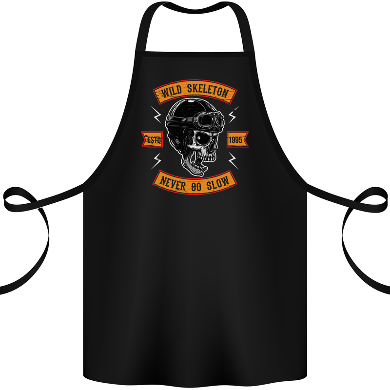 Wild Skeleton Motorcycle Motorbike Biker Cotton Apron 100% Organic Black