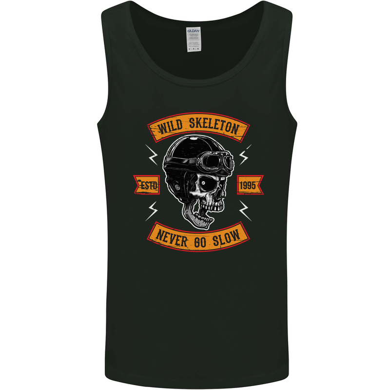 Wild Skeleton Motorcycle Motorbike Biker Mens Vest Tank Top Black