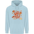 Wild & Free Mushroom Foraging Nature Childrens Kids Hoodie Light Blue