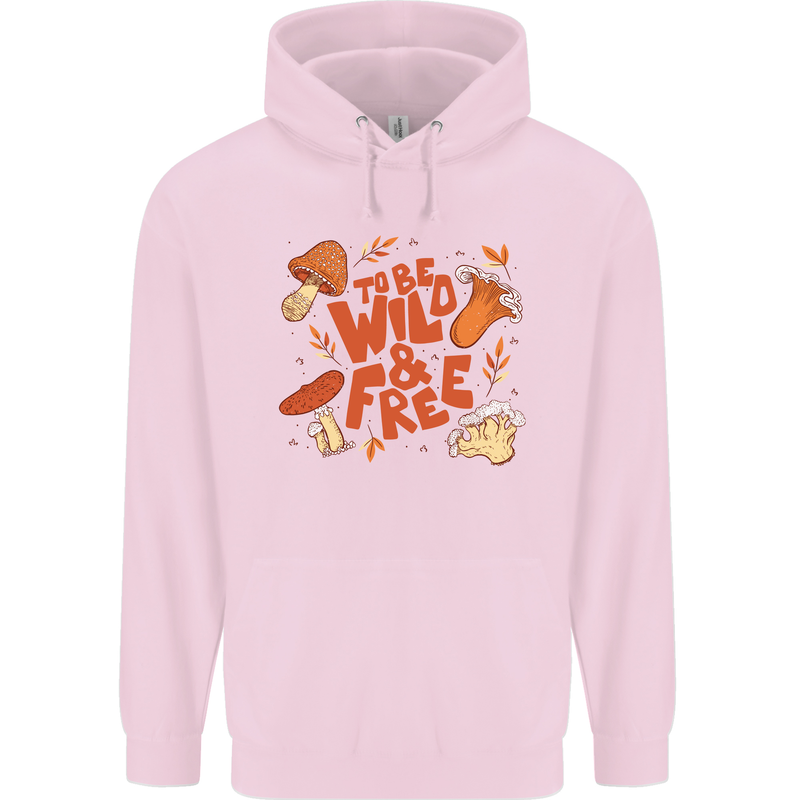 Wild & Free Mushroom Foraging Nature Childrens Kids Hoodie Light Pink