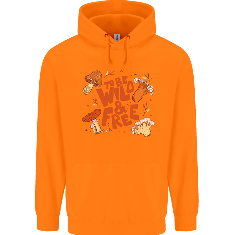 Wild & Free Mushroom Foraging Nature Childrens Kids Hoodie Orange