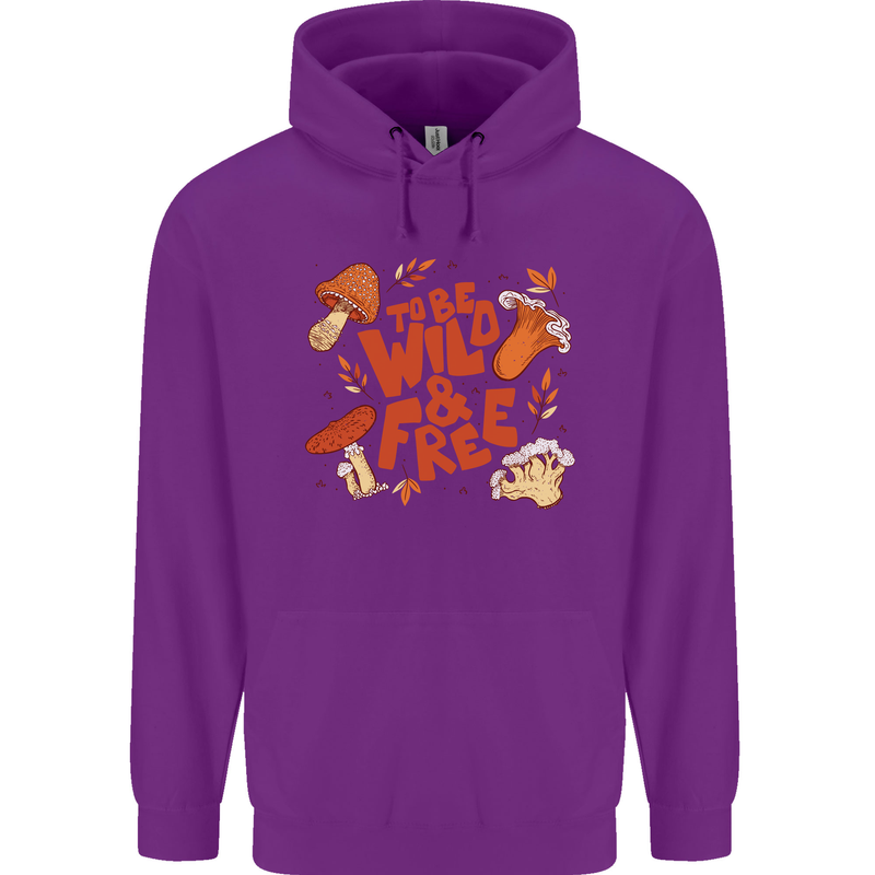 Wild & Free Mushroom Foraging Nature Childrens Kids Hoodie Purple