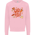 Wild & Free Mushroom Foraging Nature Kids Sweatshirt Jumper Light Pink