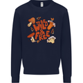 Wild & Free Mushroom Foraging Nature Kids Sweatshirt Jumper Navy Blue