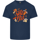 Wild & Free Mushroom Foraging Nature Kids T-Shirt Childrens Navy Blue
