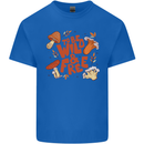 Wild & Free Mushroom Foraging Nature Kids T-Shirt Childrens Royal Blue
