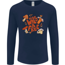 Wild & Free Mushroom Foraging Nature Mens Long Sleeve T-Shirt Navy Blue
