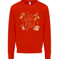 Wild & Free Mushroom Foraging Nature Mens Sweatshirt Jumper Bright Red