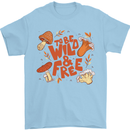 Wild & Free Mushroom Foraging Nature Mens T-Shirt 100% Cotton Light Blue