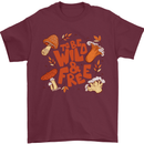 Wild & Free Mushroom Foraging Nature Mens T-Shirt 100% Cotton Maroon
