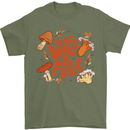 Wild & Free Mushroom Foraging Nature Mens T-Shirt 100% Cotton Military Green