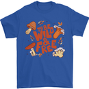 Wild & Free Mushroom Foraging Nature Mens T-Shirt 100% Cotton Royal Blue