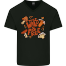 Wild & Free Mushroom Foraging Nature Mens V-Neck Cotton T-Shirt Black
