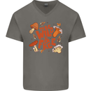 Wild & Free Mushroom Foraging Nature Mens V-Neck Cotton T-Shirt Charcoal
